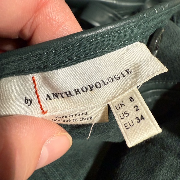 Anthropologie‎ Samira Green Faux Leather Wide Leg Jumpsuit Size 2 - Picture 13 of 13